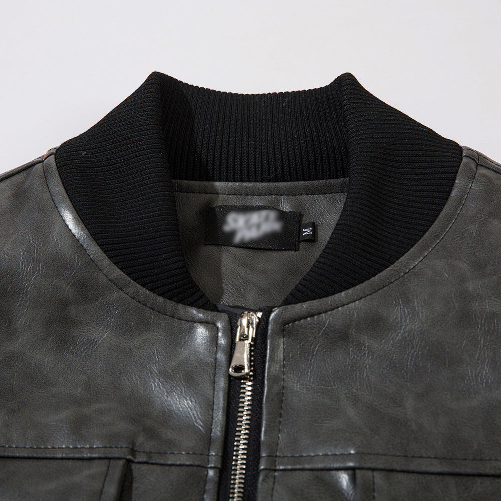 American Retro Baseball Uniform Leather Men