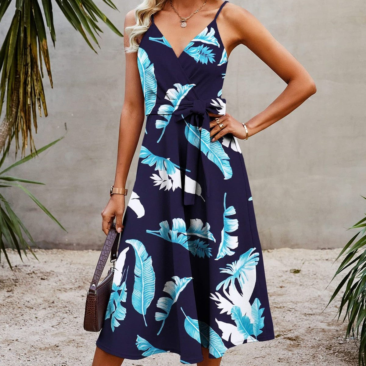 European And American Printing Street Hipster High Waist Dress