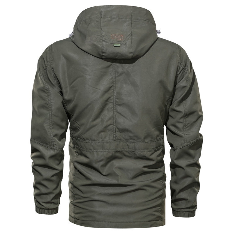 Cross-border Alsy jacket men's mid-length casual outdoor hooded plus size jacket men's jacket spring and autumn