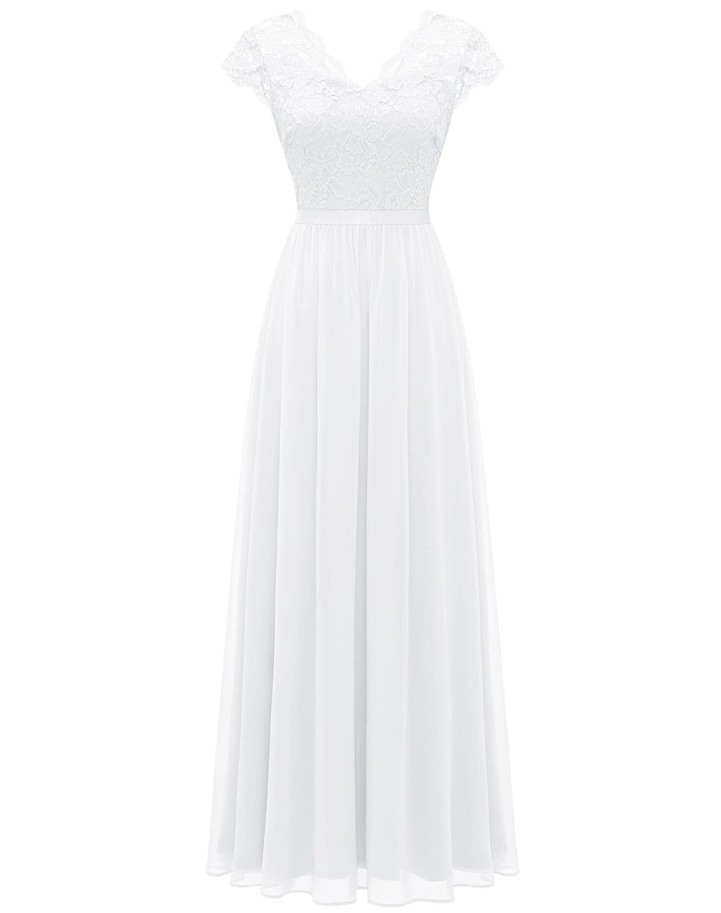 Lace Edge Chiffon Patchwork Waist-tight Long Dress