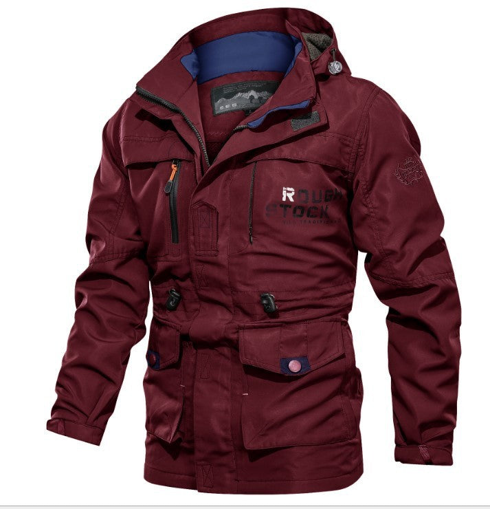 Cross-border Alsy jacket men's mid-length casual outdoor hooded plus size jacket men's jacket spring and autumn