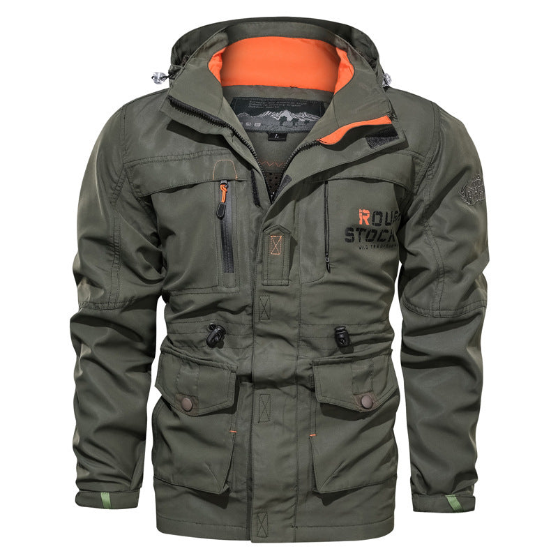 Cross-border Alsy jacket men's mid-length casual outdoor hooded plus size jacket men's jacket spring and autumn