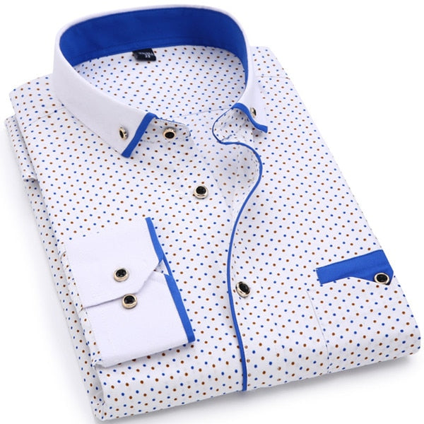 Men Fashion Casual Long Sleeved Printed shirt Slim Fit Male Social Business Dress Shirt Brand Men Clothing Soft Comfortable