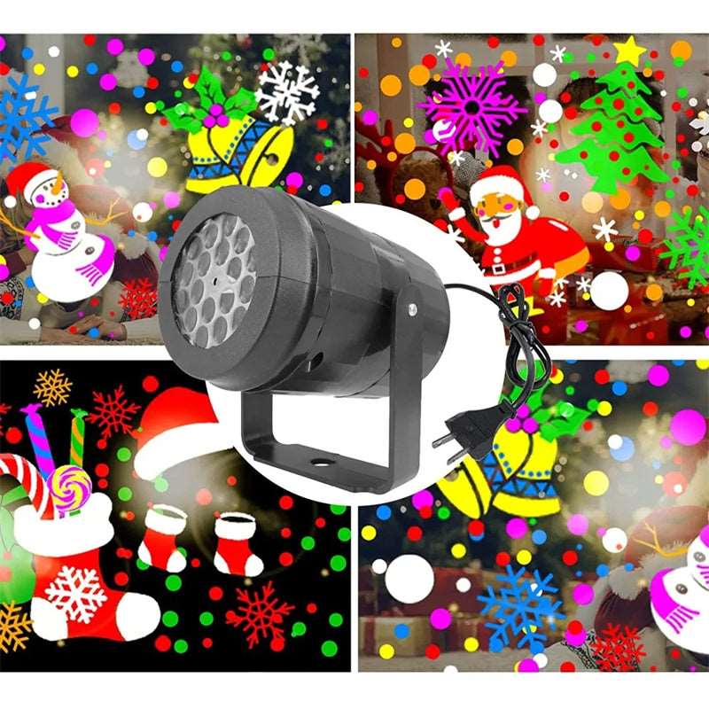 2023 Christmas Party Lights Snowflake Projector Light Led Stage Light Rotating Xmas Pattern Outdoor Holiday Lighting Garden Christmas  Decor