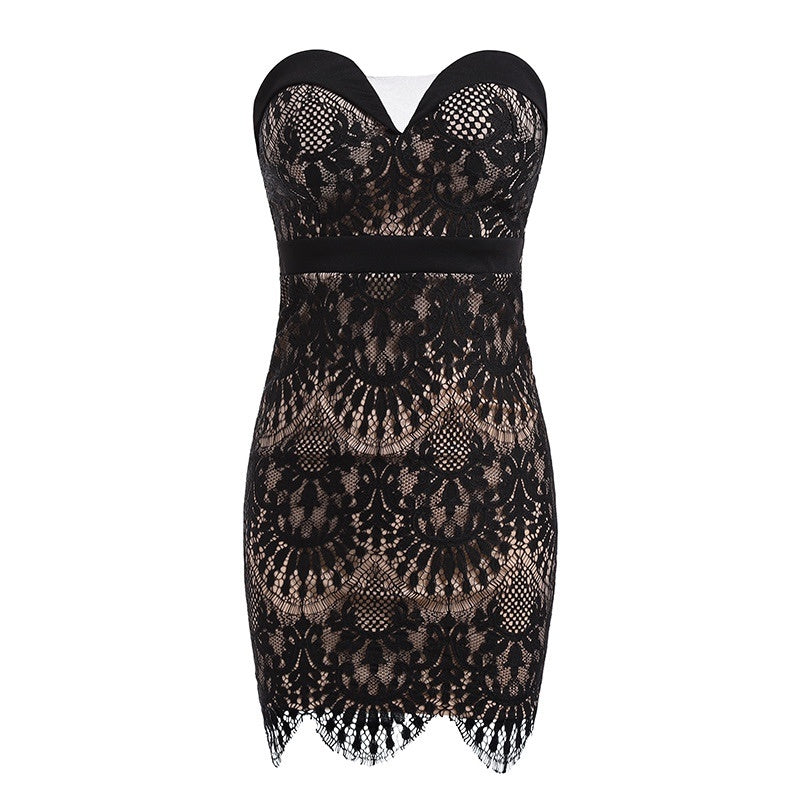 Lace Tube Top Bag Hip Dress Night Show