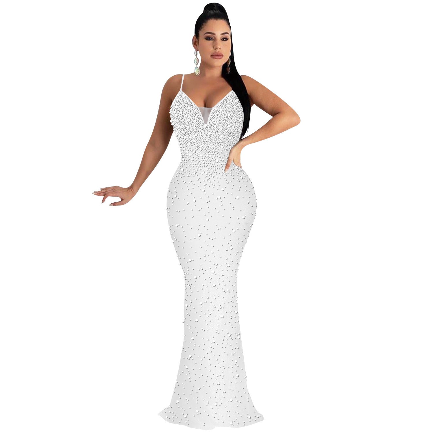 Fashion Night Club Hot-drilled Beaded Suspender Dress