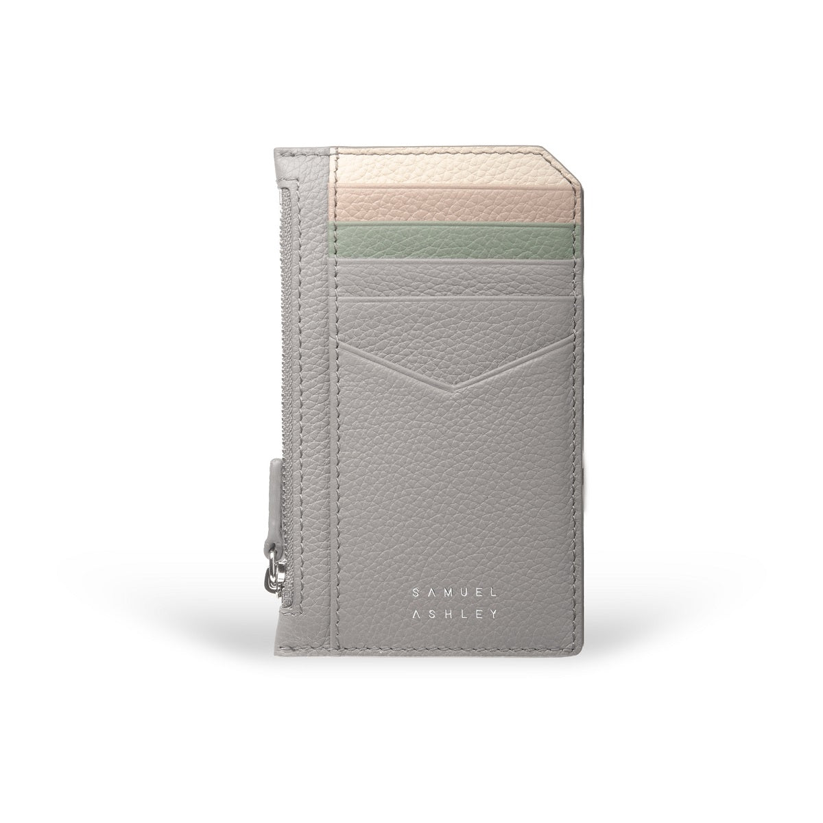 Nicky Leather Card Case with Zip Pocket