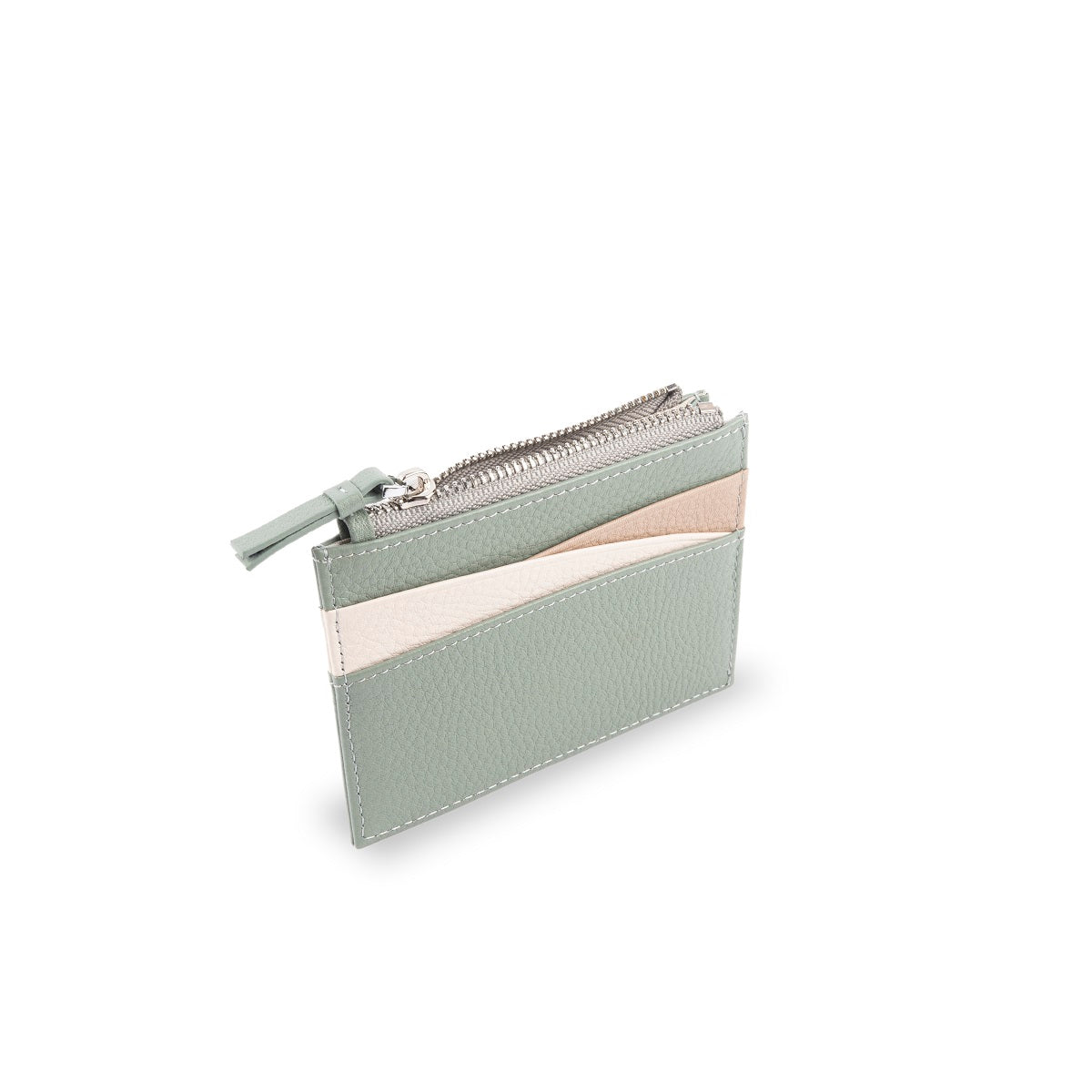 Amber Top Zip Leather Card Holder