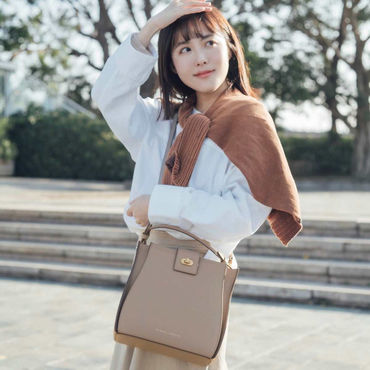 Athena Leather Bucket Bag