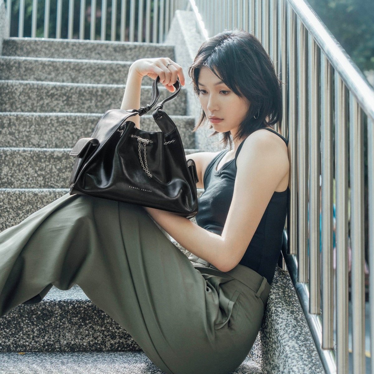 Senya Drawstring Leather Bag