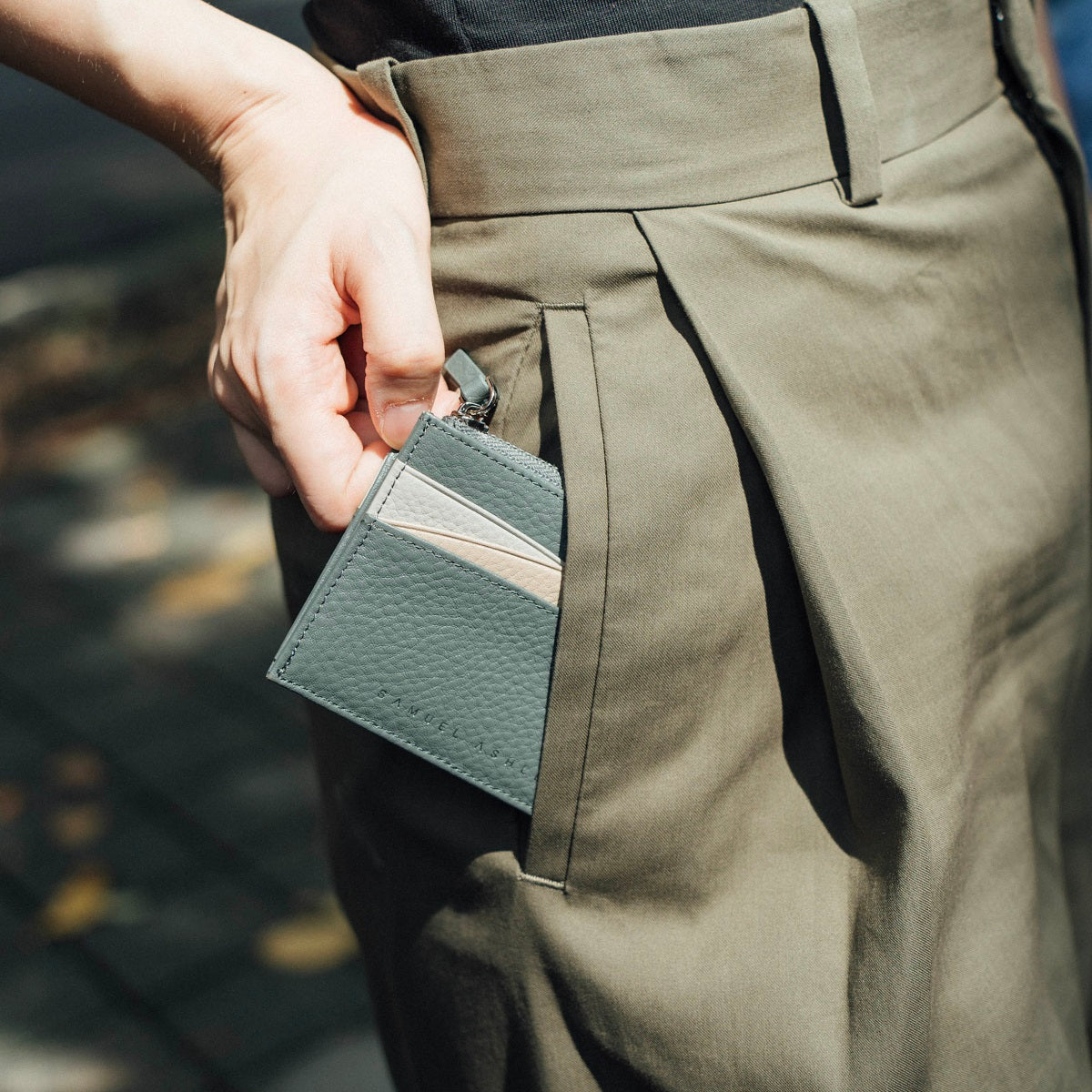 Amber Top Zip Leather Card Holder