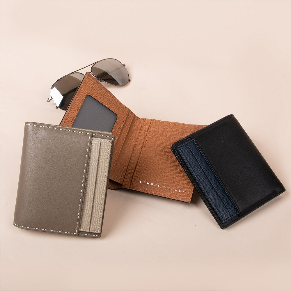 Warren Vertical Leather Wallet w/ Detachable Card Holder (RFID)