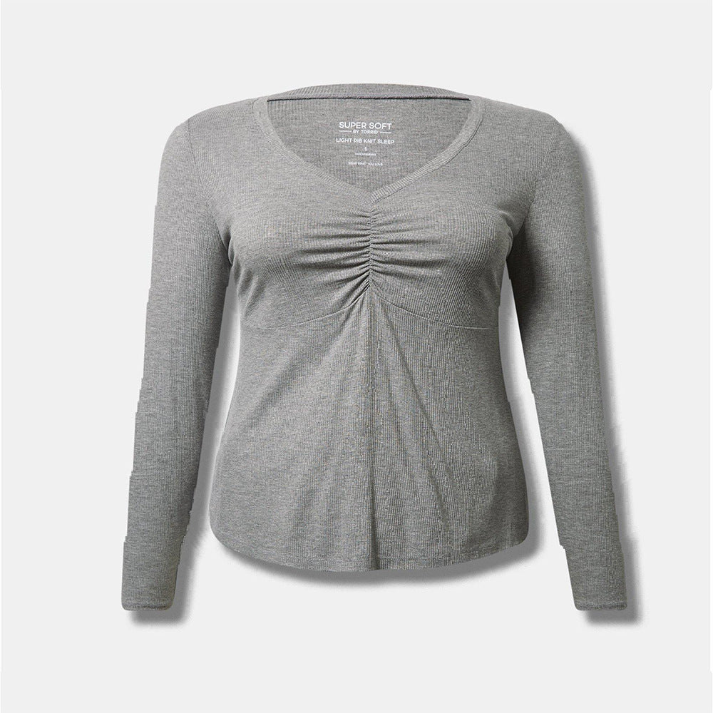 Plus Size Women's Simple Loose Autumn And Winter Wild Commuter Comfortable Solid Color Top