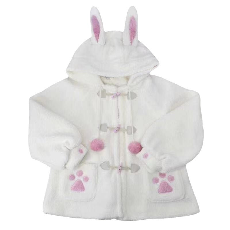 Autumn And Winter Cute Hooded Bear Ears Fleece Shirt Sweater Furry Baggy Coat Student Top