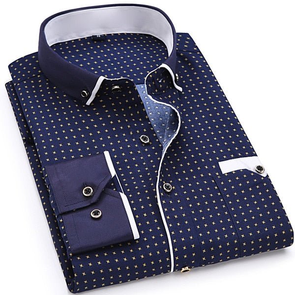 Men Fashion Casual Long Sleeved Printed shirt Slim Fit Male Social Business Dress Shirt Brand Men Clothing Soft Comfortable