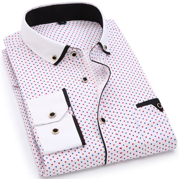 Men Fashion Casual Long Sleeved Printed shirt Slim Fit Male Social Business Dress Shirt Brand Men Clothing Soft Comfortable