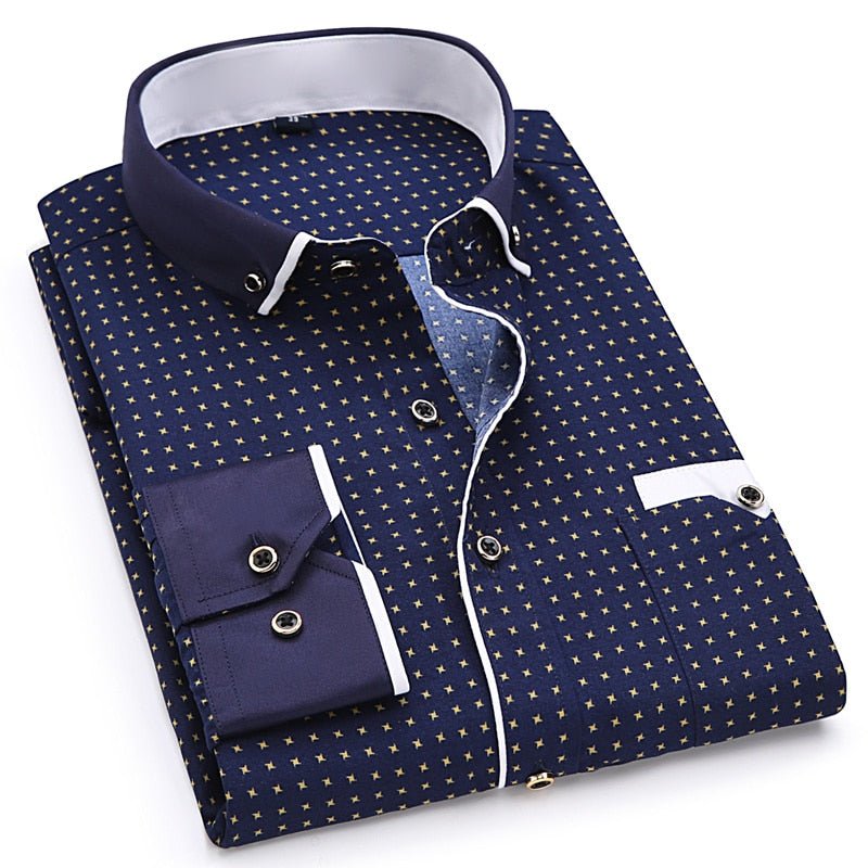 Men Fashion Casual Long Sleeved Printed shirt Slim Fit Male Social Business Dress Shirt Brand Men Clothing Soft Comfortable