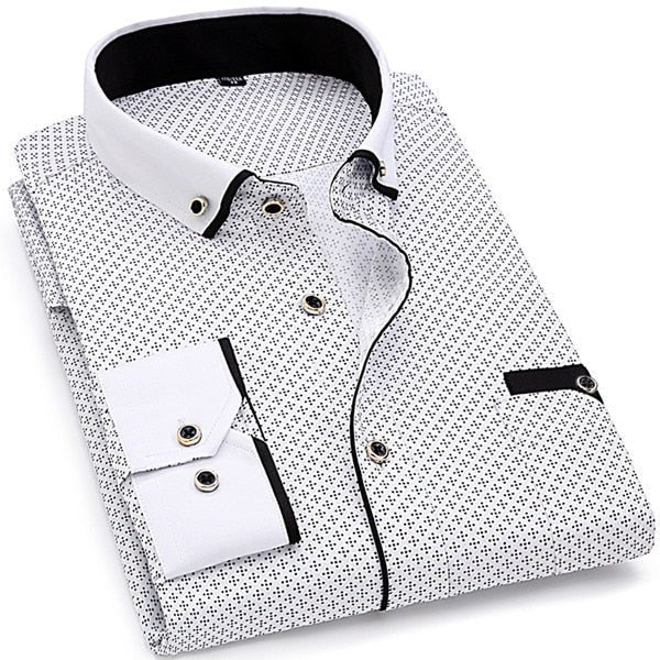 Men Fashion Casual Long Sleeved Printed shirt Slim Fit Male Social Business Dress Shirt Brand Men Clothing Soft Comfortable