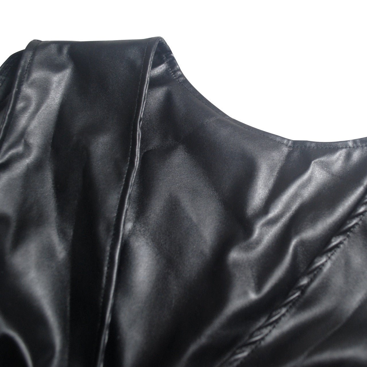 Women's Fashion Mesh Corset Sheath Faux Leather Dress